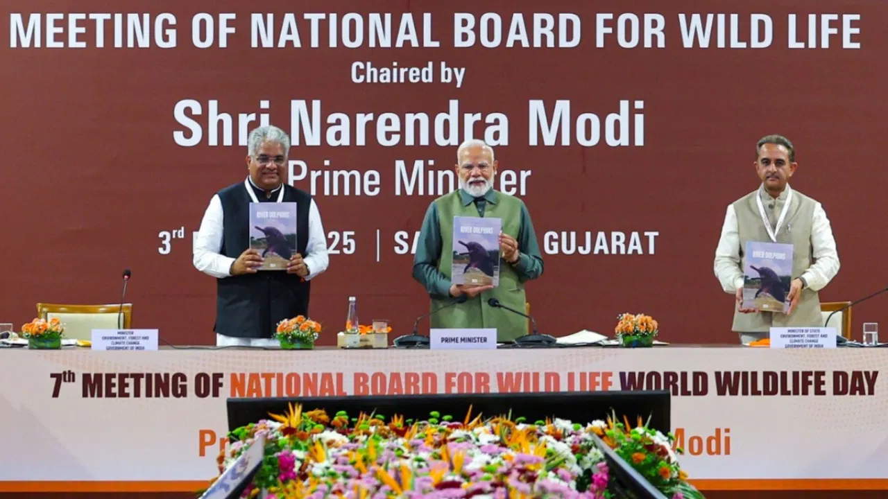 PM Narendra Modi Gujarat Visit Gir National Park Sasan NBWL Project Lion river dolphin wildlife tracking